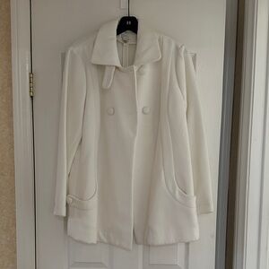 Chico's Cream Double-Breasted Pea Coat